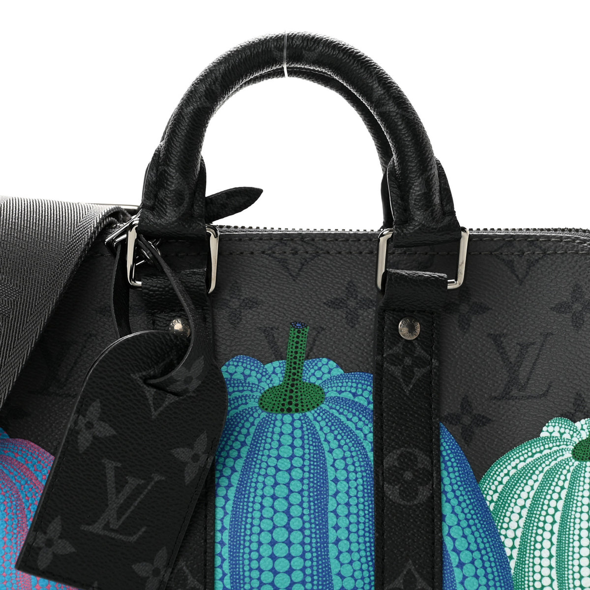 LV X YK Monogram Eclipse Reverse Pumpkin Keepall Bandouliere 25 Multicolor