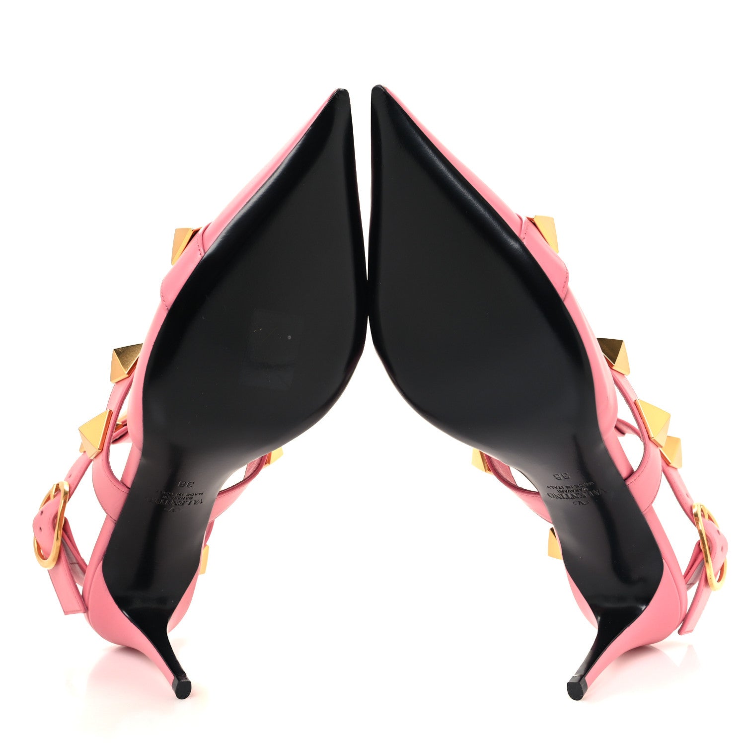 Valentino Garavani Calfskin Roman Stud Ankle Strap 80mm Pumps 38 Flamingo Pink 5 of 9