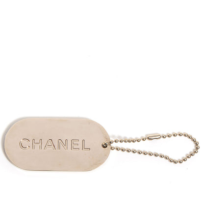 Chanel Stripe Dog Tag Key Ring Beige 3 of 3