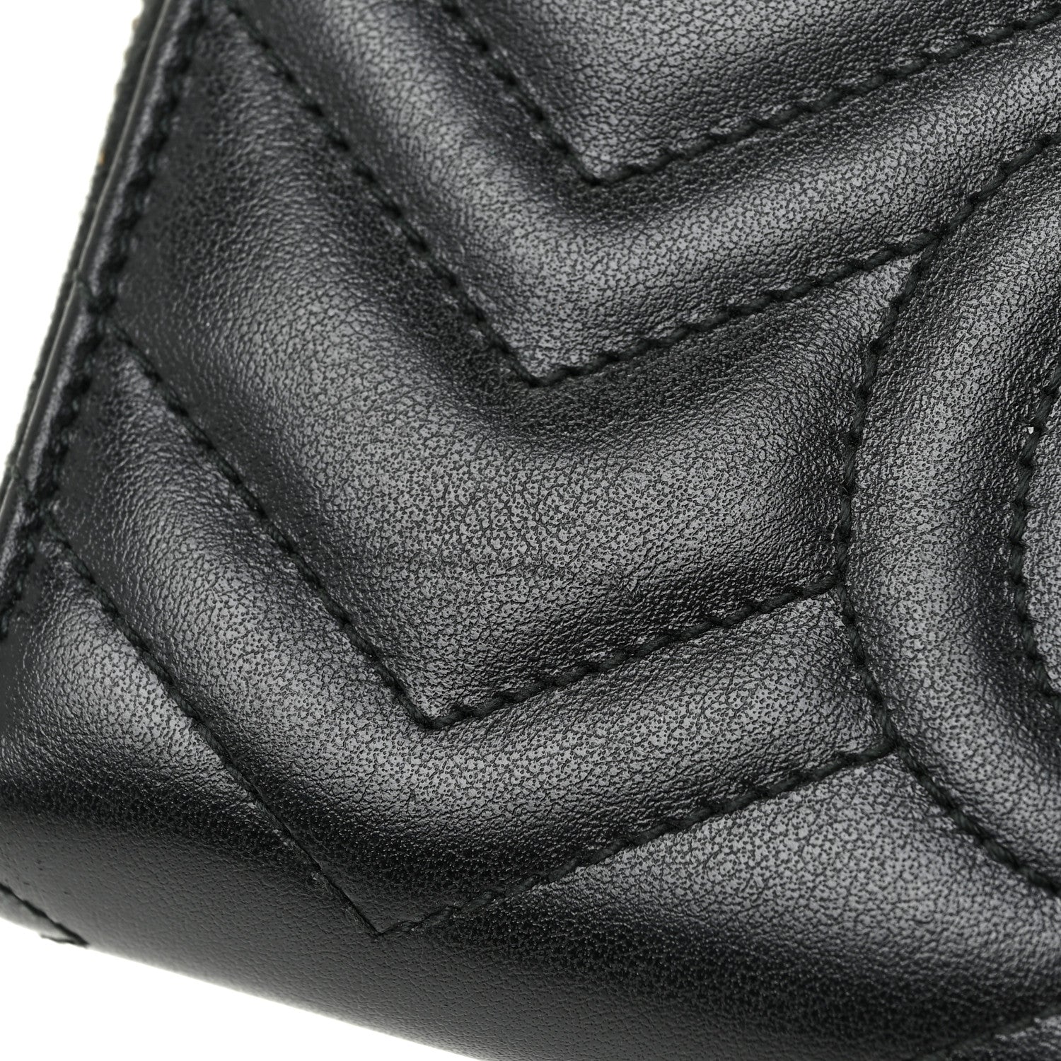 Gucci Calfskin Matelasse GG Marmont Zip Around Wallet Black 23 of 24