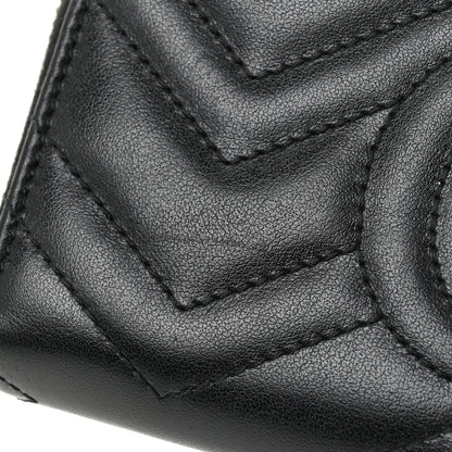 Gucci Calfskin Matelasse GG Marmont Zip Around Wallet Black 23 of 24