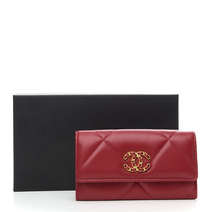Chanel Goatskin Quilted Chanel 19 Flap Wallet Dark Pink 8 of 8