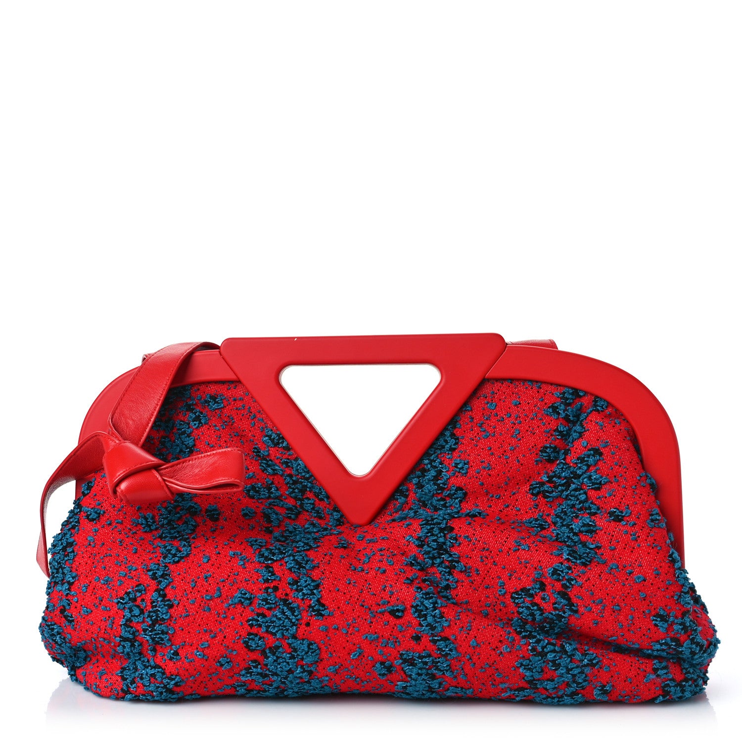 Bottega Veneta Textured Fabric Medium The Point Triangle Bag Red 1 of 9