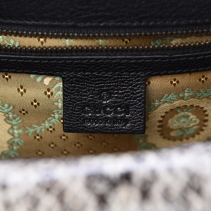 Gucci Calfskin Snakeskin Studded Medium Ottilia Top Handle Bag Black 7 of 13