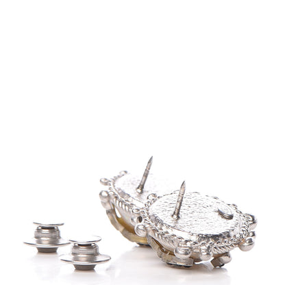 Chanel Crystal CC Earrings Black Silver 3 of 7