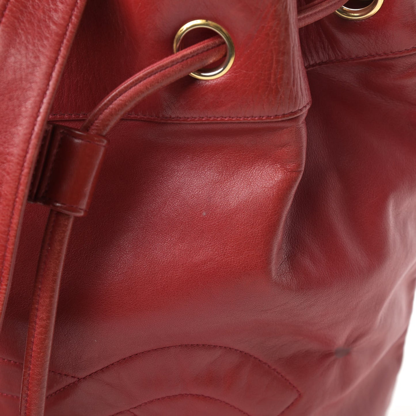 Lambskin CC Drawstring Backpack Red