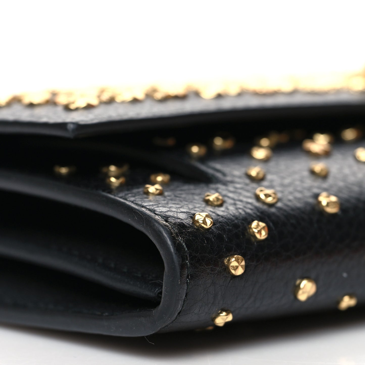 Calfskin Studded Skull Wallet on Chain Black