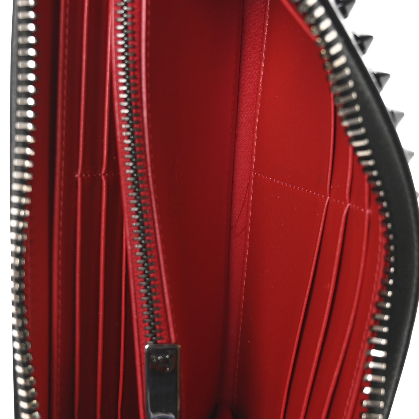 Calfskin Empire Panettone Spiked Zip Around Wallet Black