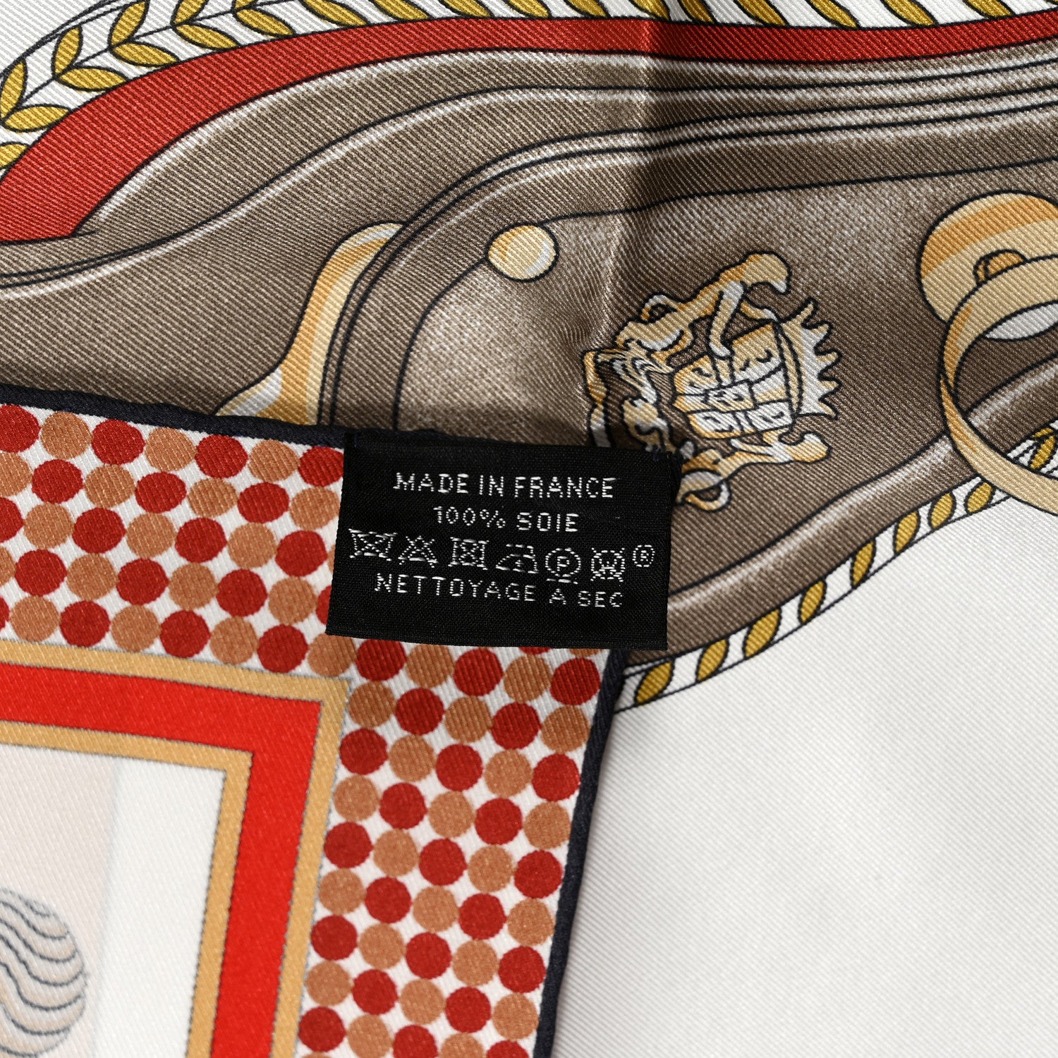 Hermes Silk Carrick a Pompe Scarf 70 White Beige Gris Cendre 4 of 7