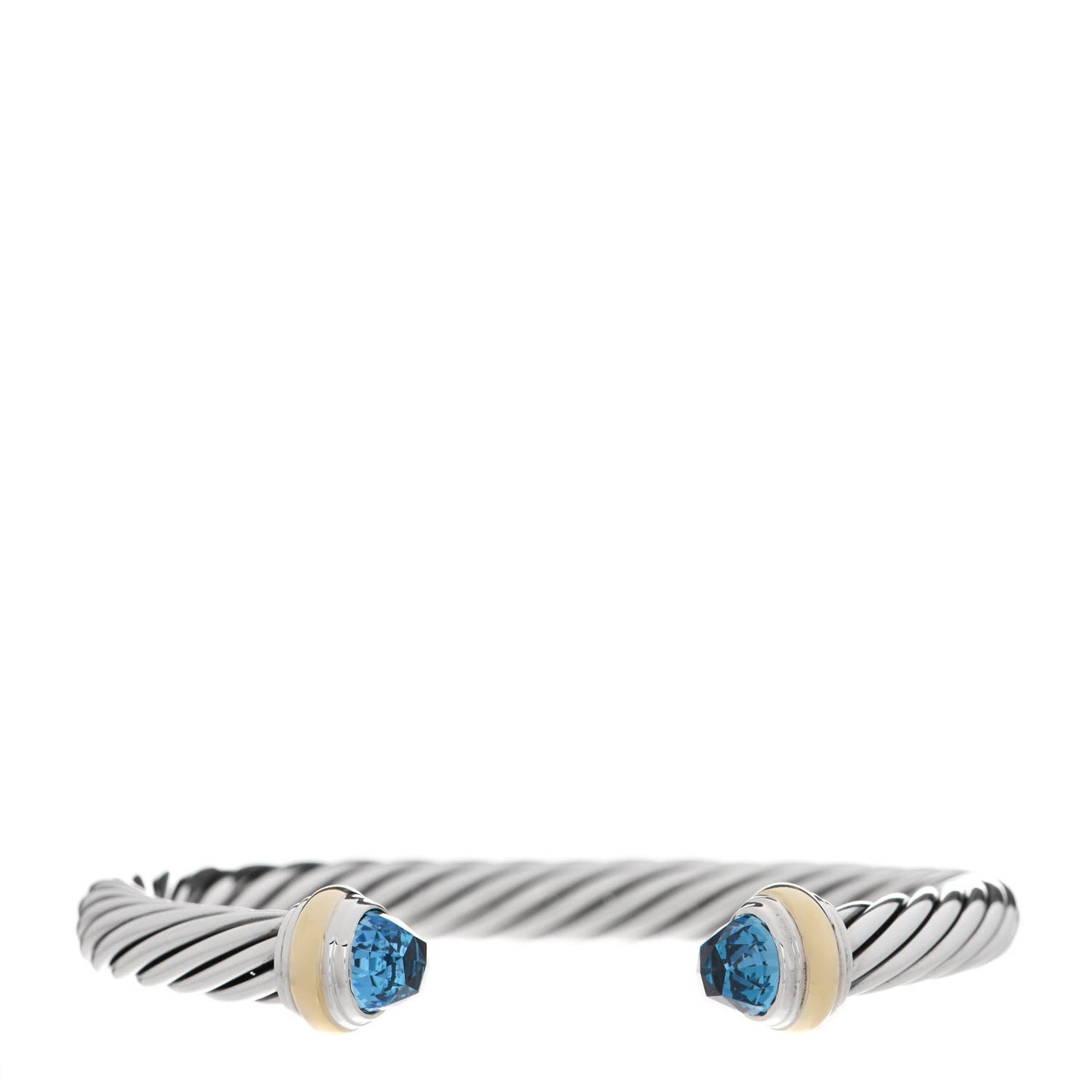 Sterling Silver 14K Yellow Gold Blue Topaz 7mm Cable Classics Bracelet