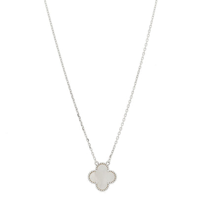 Van Cleef & Arpels 18K White Gold Mother Of Pearl Vintage Alhambra Pendant Necklace 1 of 6