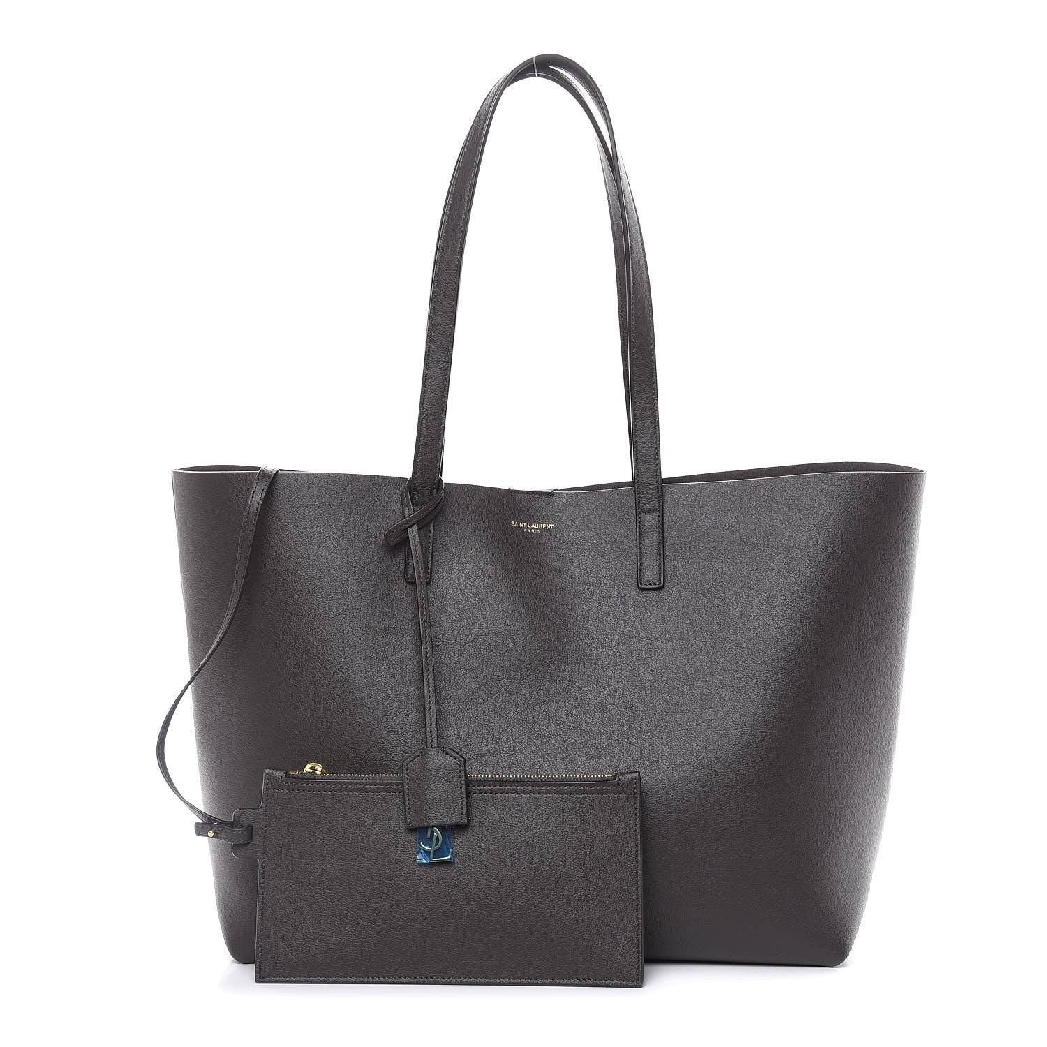 Saint Laurent Calfskin Large Shopping Tote Coal 1 of 12