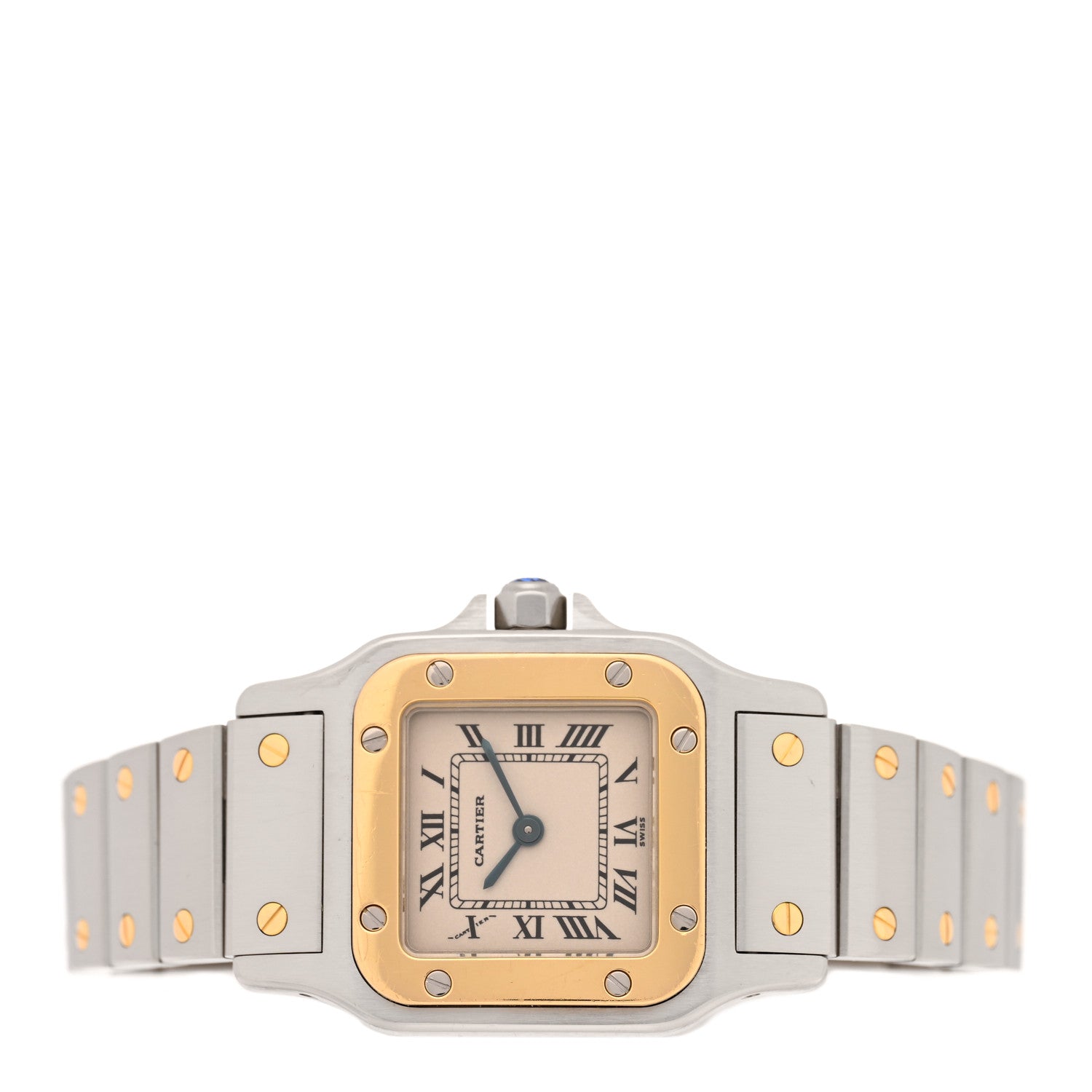 Cartier Stainless Steel 18K Yellow Gold 24mm Santos De Cartier Galbee Quartz Watch 2 of 4