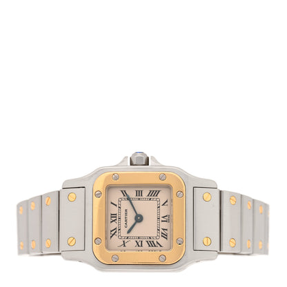 Cartier Stainless Steel 18K Yellow Gold 24mm Santos De Cartier Galbee Quartz Watch 2 of 4