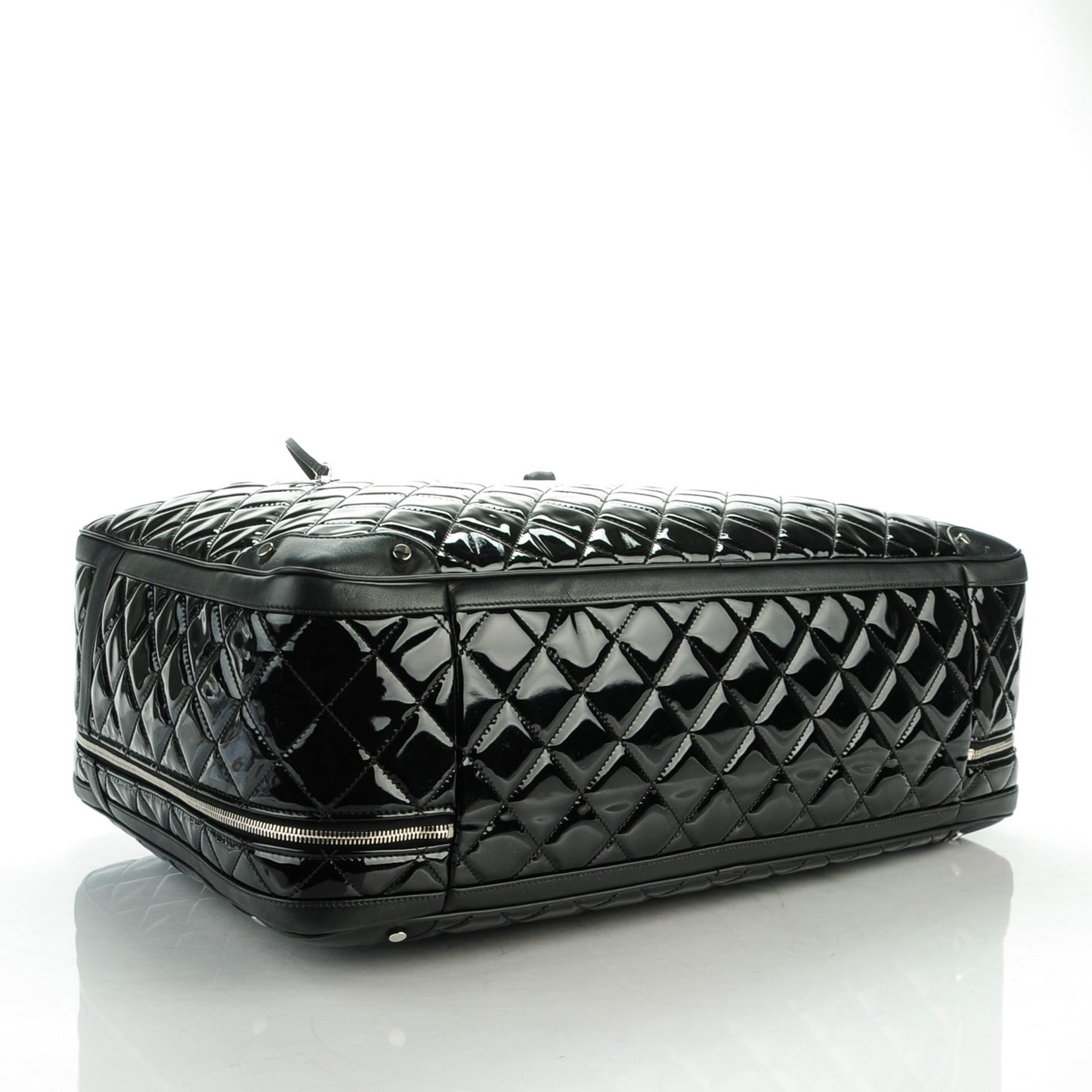 Vinyl Quilted Calfskin Large Viaggio Travel Bag Black