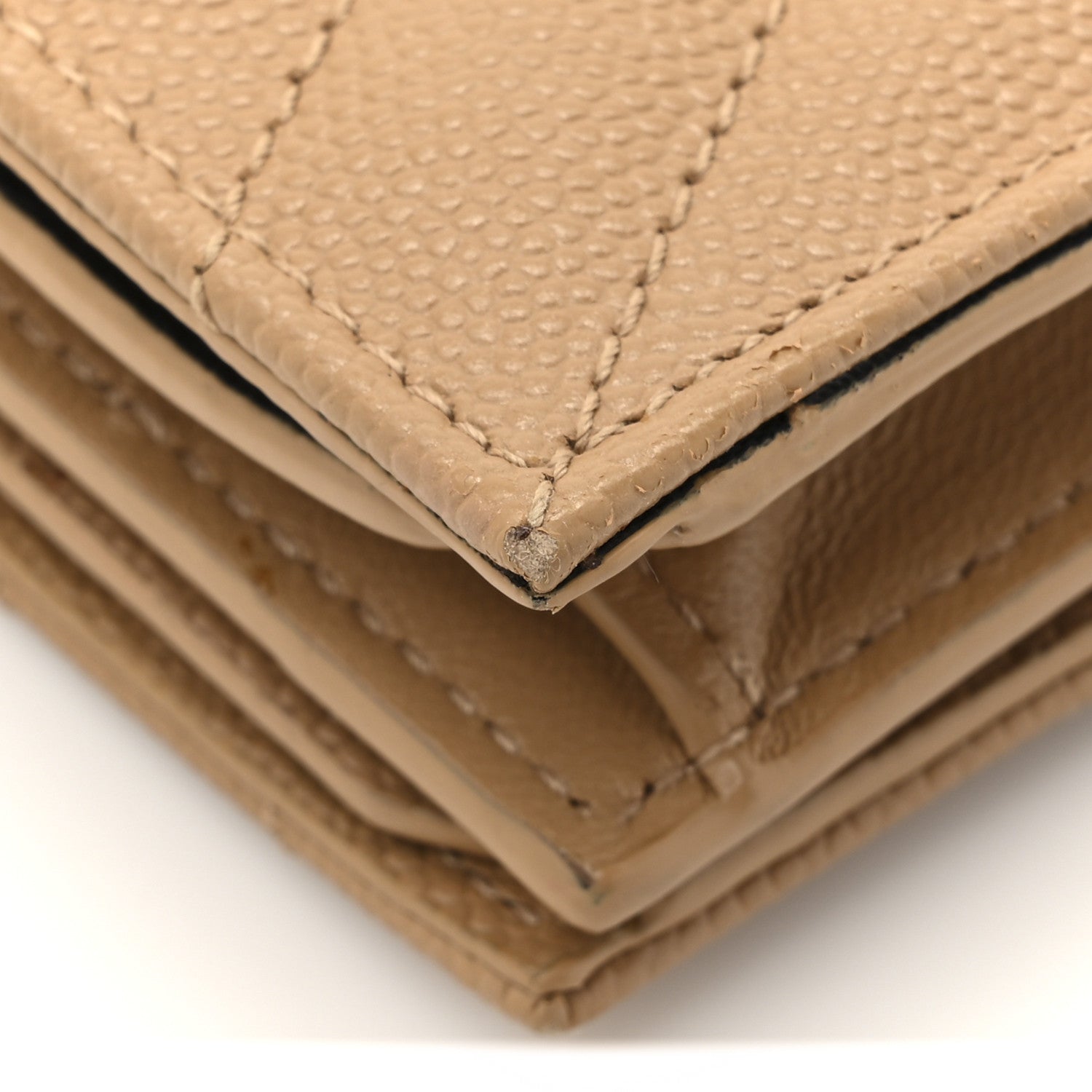 Saint Laurent Grain De Poudre Matelasse Chevron Cassandre Card Case Cork 10 of 11