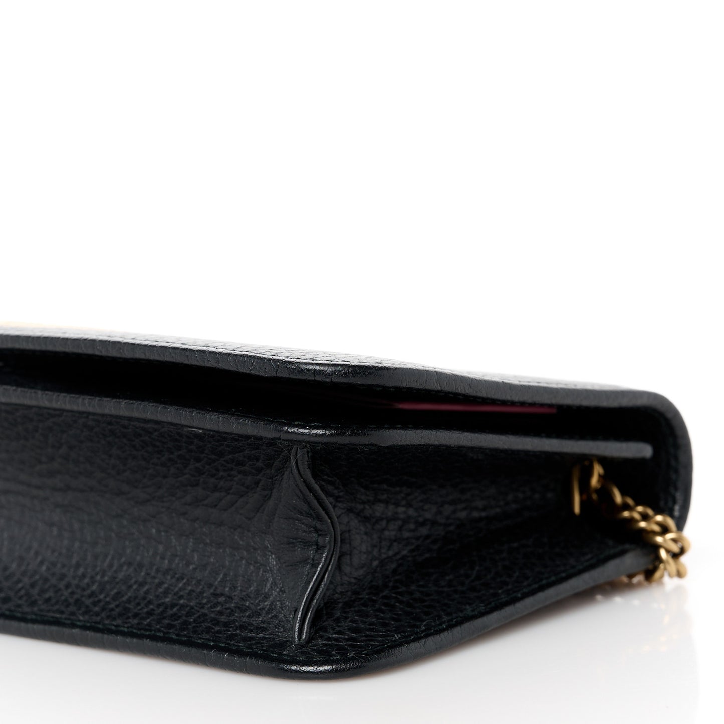 Dollar Calfskin Garden Mystic Cat Chain Wallet Black