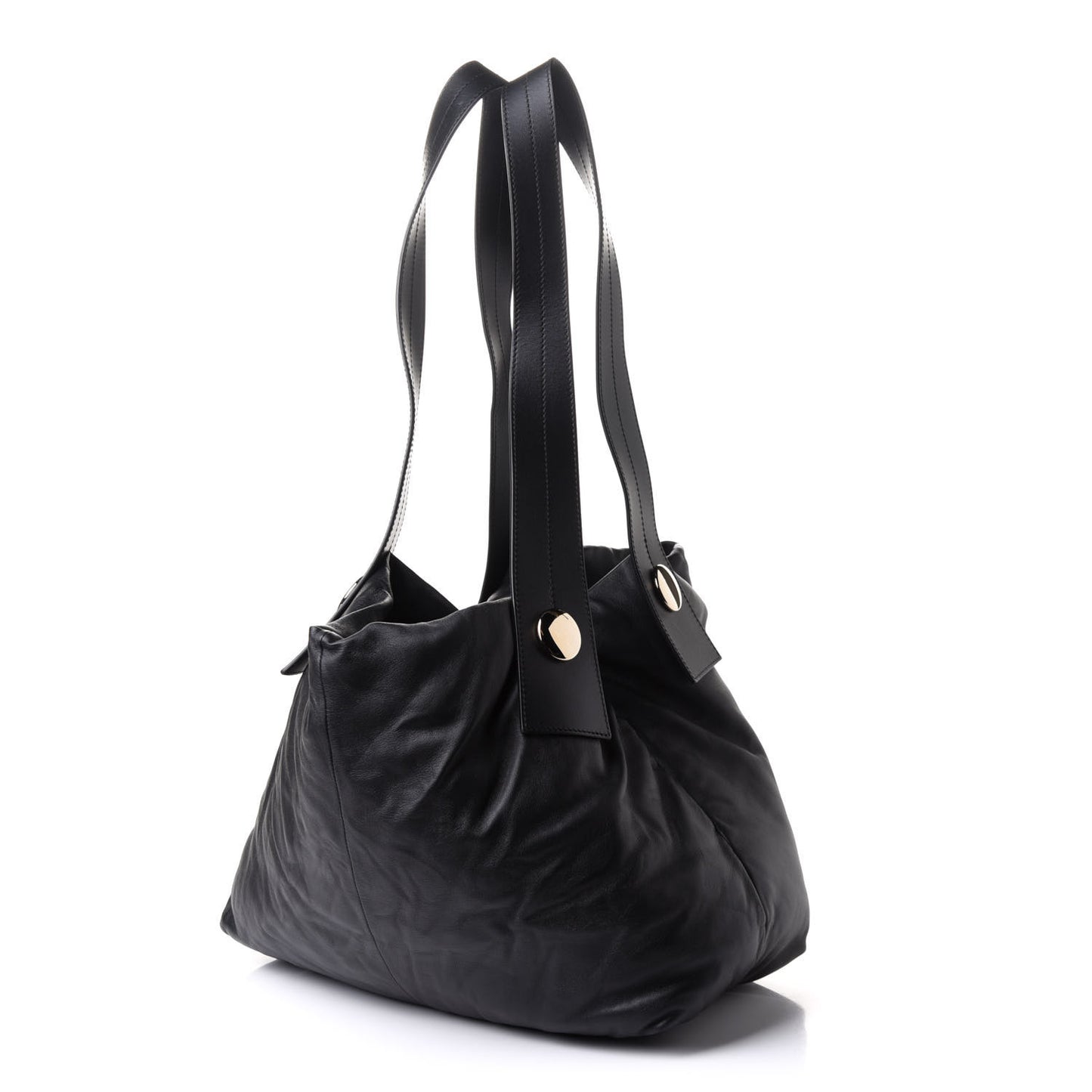 Lambskin Large Puffy Tobo Tote Black