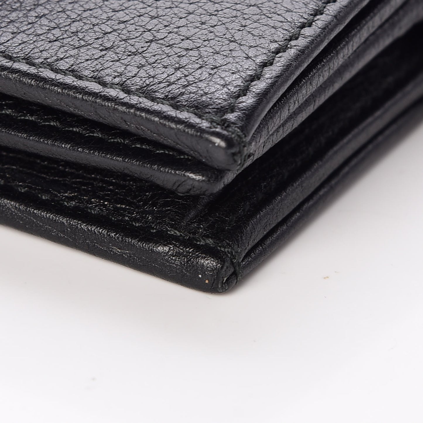 Calfskin Crystal Double G Card Case Black