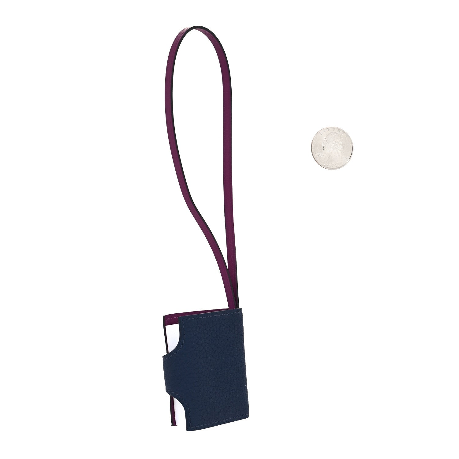 Hermes Togo Swift Verso Ulysse Nano Bag Charm Bleu Saphir Anemone 2 of 4