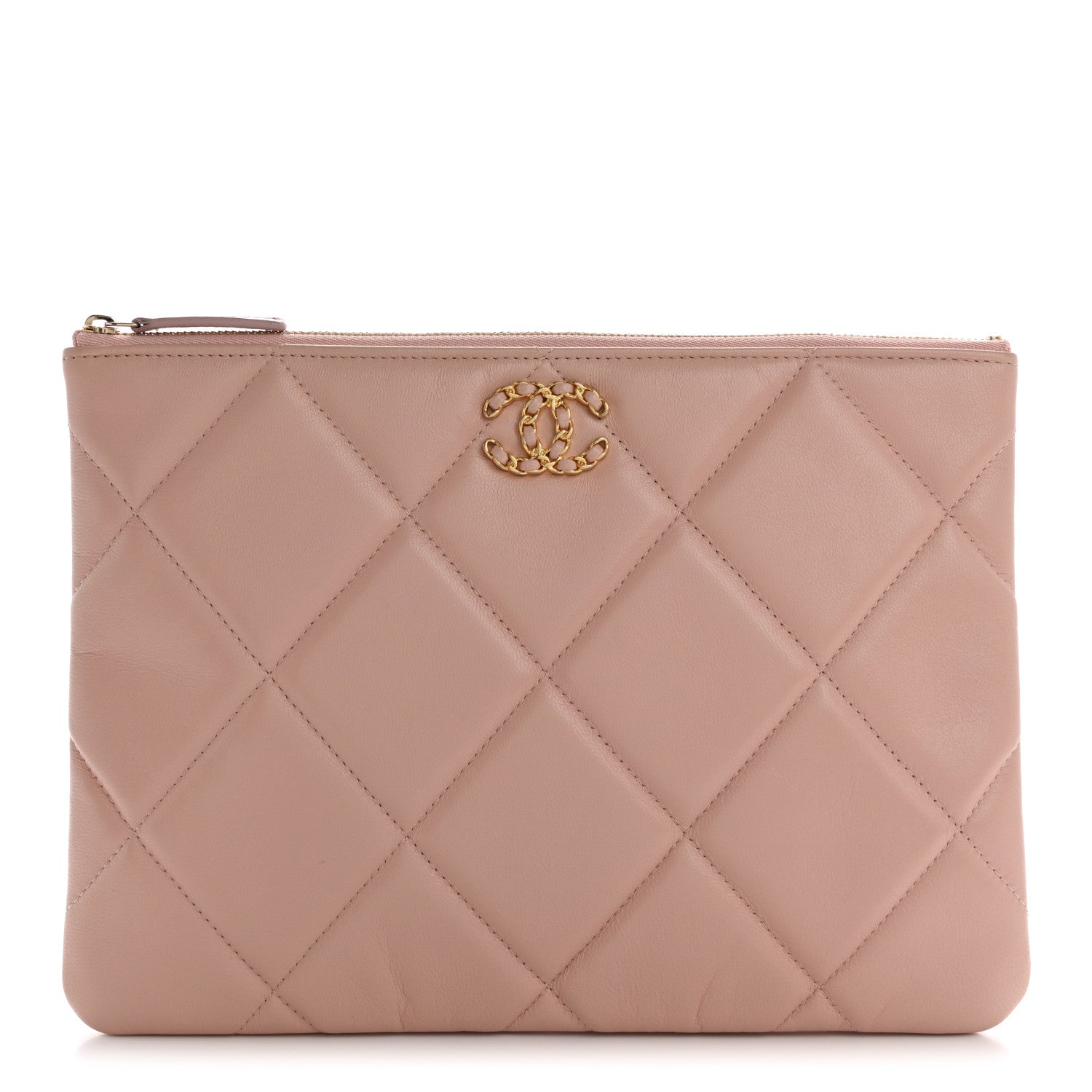 Chanel Goatskin Large Chanel 19 Pouch Pink 1 of 9