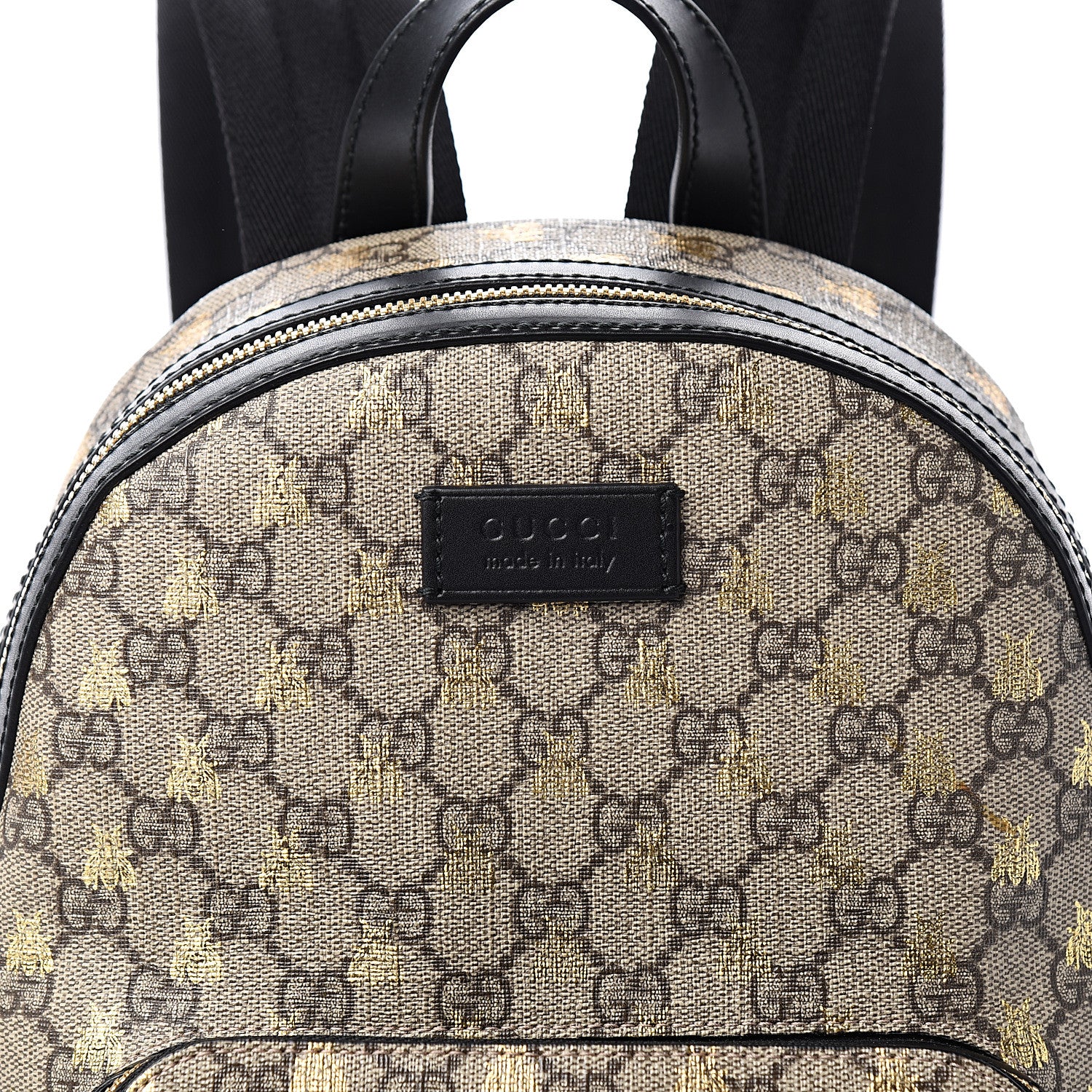 Gucci GG Supreme Monogram Bees Print Small Day Backpack Beige Oro Black 9 of 9