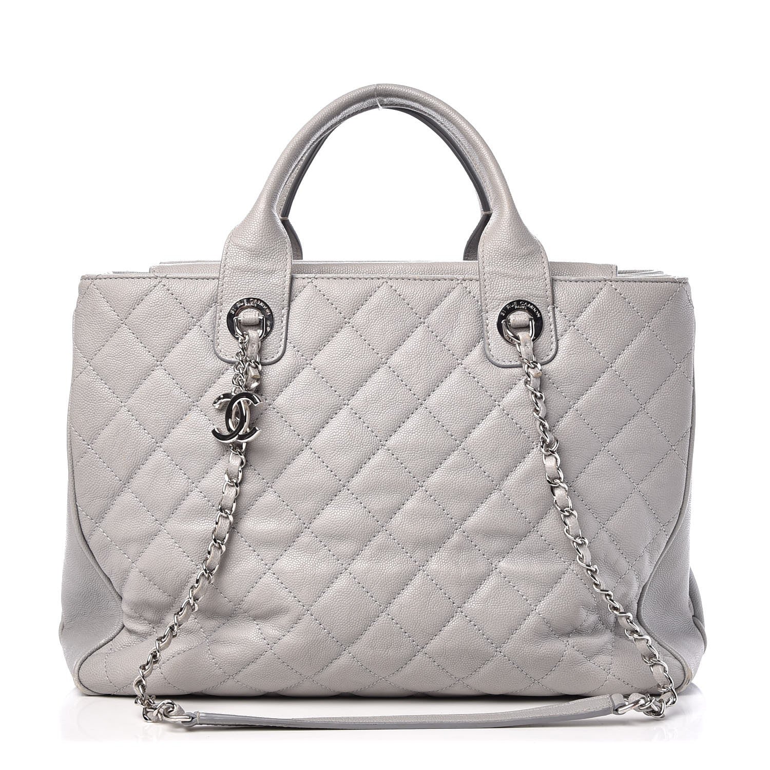 Chanel Caviar Quilted Top Handle Shopping Tote Grey 1 of 18
