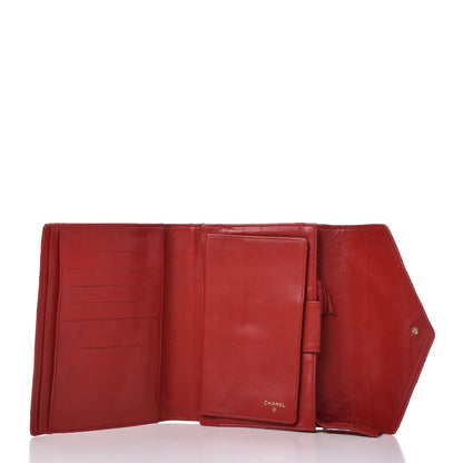 Chanel Lambskin Diamond Stitched Clutch Red 5 of 11