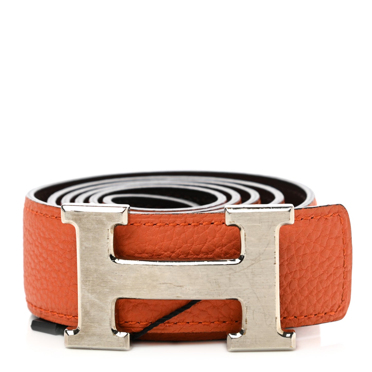 Togo Box 32mm H Belt 85 Orange Chocolate