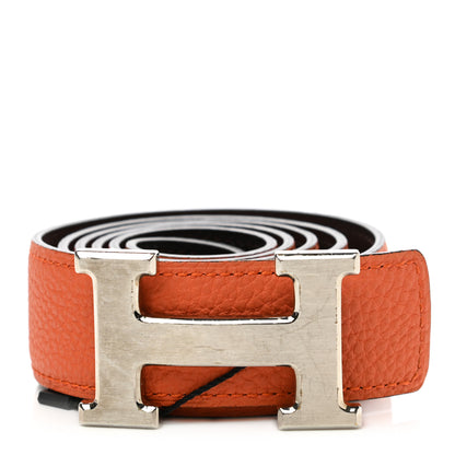 Hermes Togo Box 32mm H Belt 85 Orange Chocolate 1 of 6