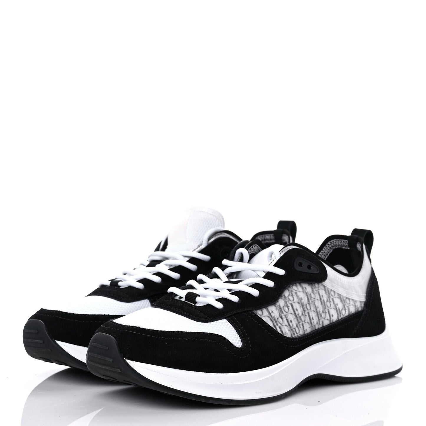 Suede Technical Mesh Oblique Mens B25 Runner Sneakers 42 Black White