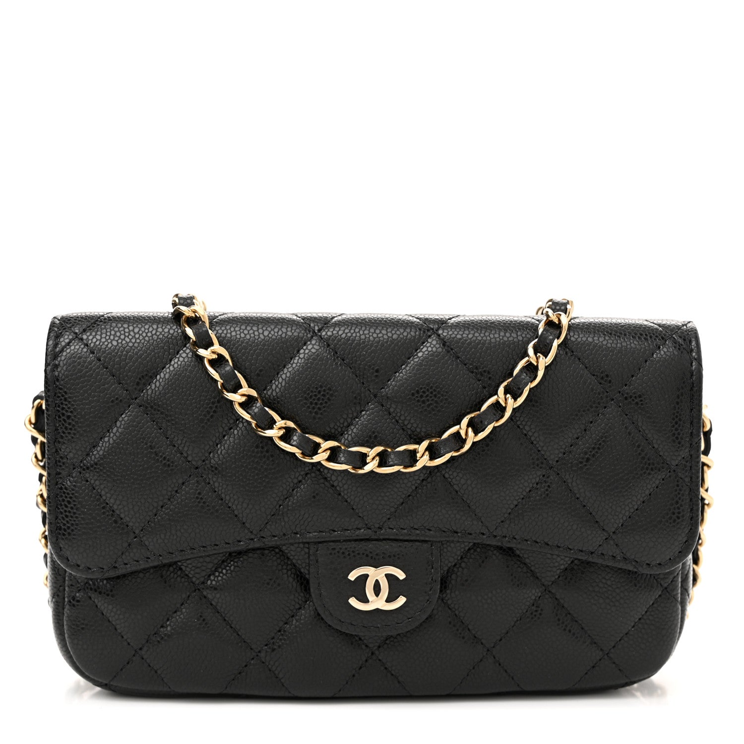 Chanel Caviar Quilted Flap Phone Holder With Chain Black 1 of 13