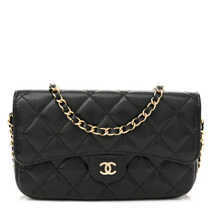 Chanel Caviar Quilted Flap Phone Holder With Chain Black 1 of 13