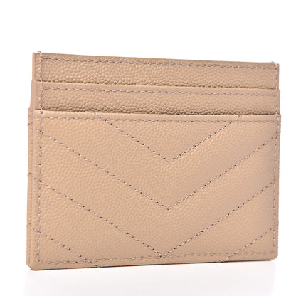 Saint Laurent Grain De Poudre Matelasse Chevron Monogram Credit Card Case Nude Powder 2 of 7