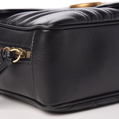Gucci Calfskin Matelasse Sylvie Web Small GG Marmont Top Handle Shoulder Bag Black 9 of 11