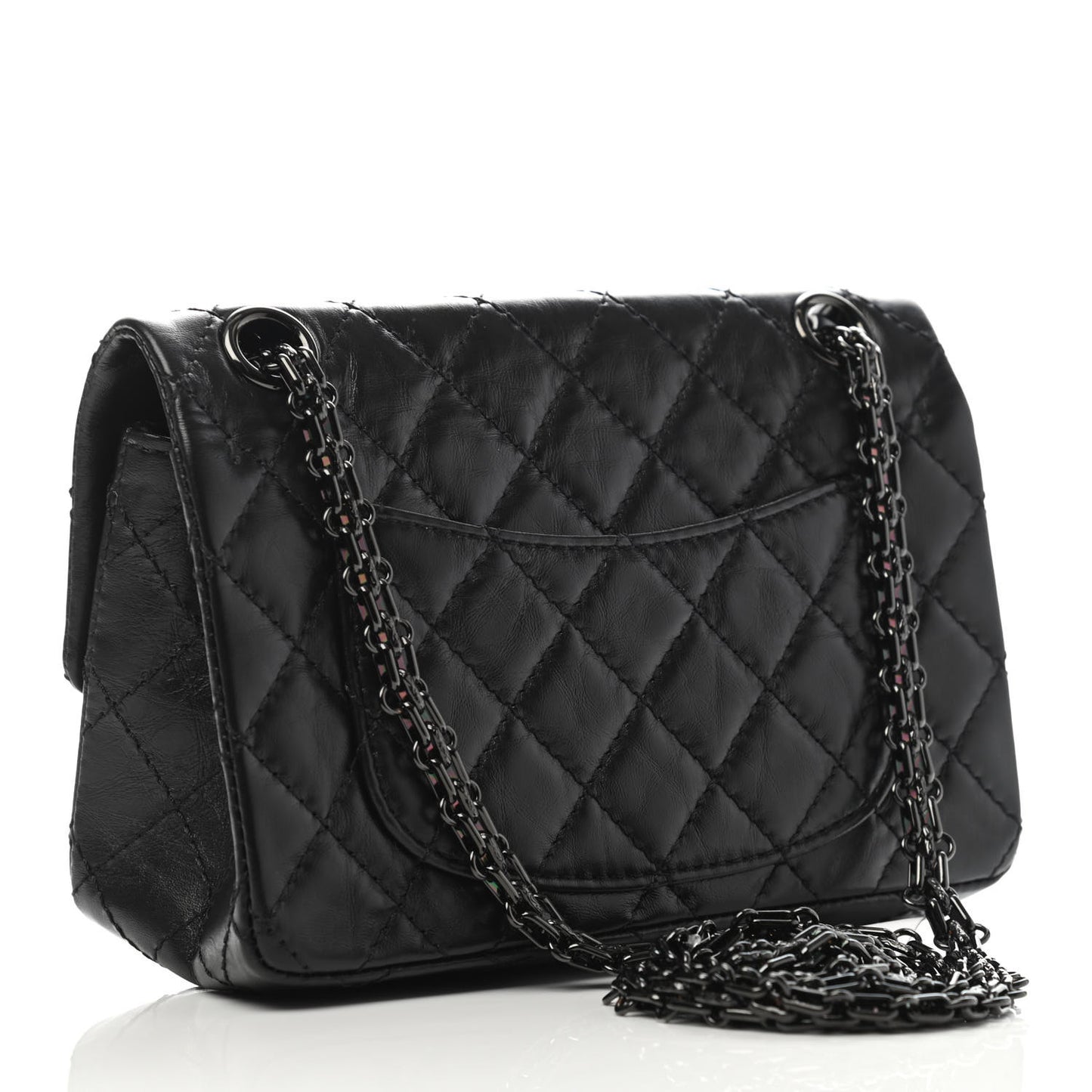 Aged Calfskin Quilted 2.55 Reissue Mini Flap So Black
