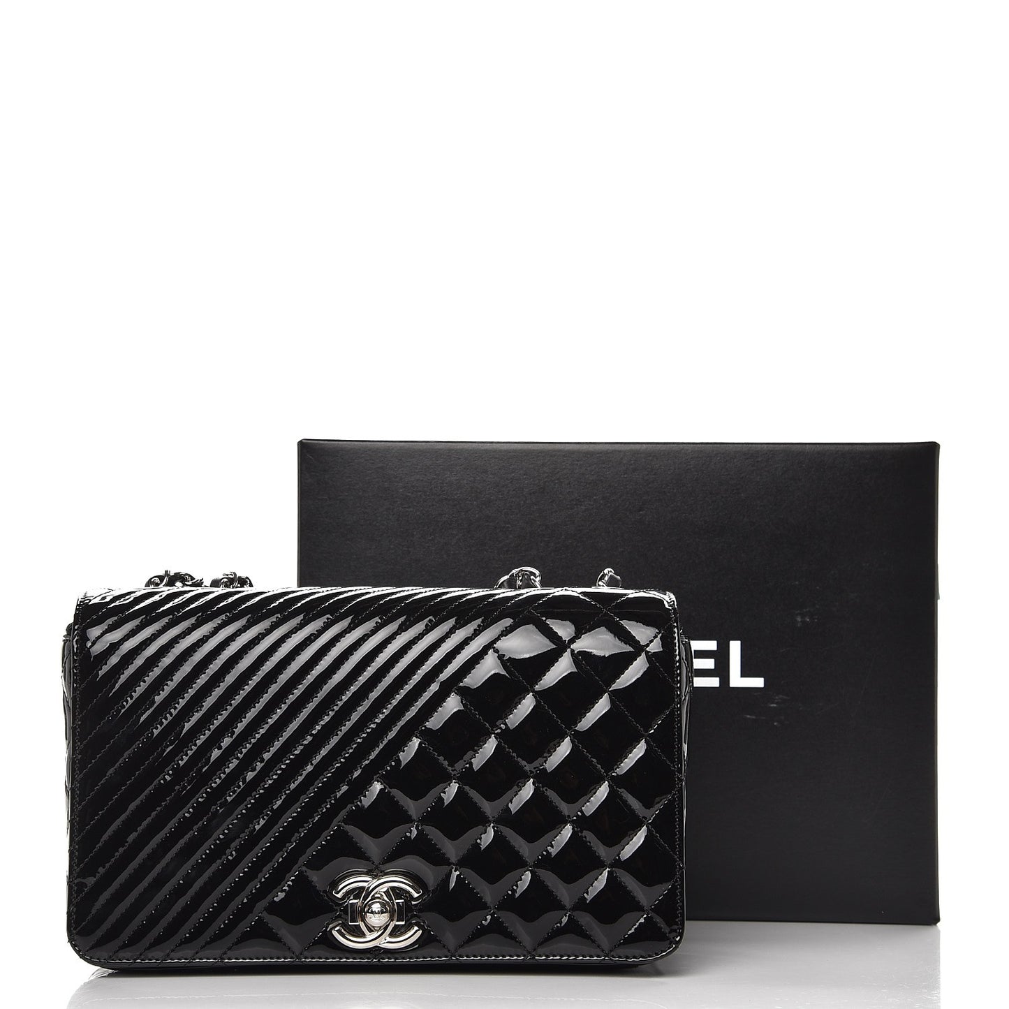 Patent Quilted Medium Coco Boy Flap Black