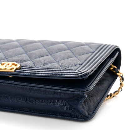 Chanel Caviar Quilted Boy Wallet On Chain WOC Navy 11 of 13