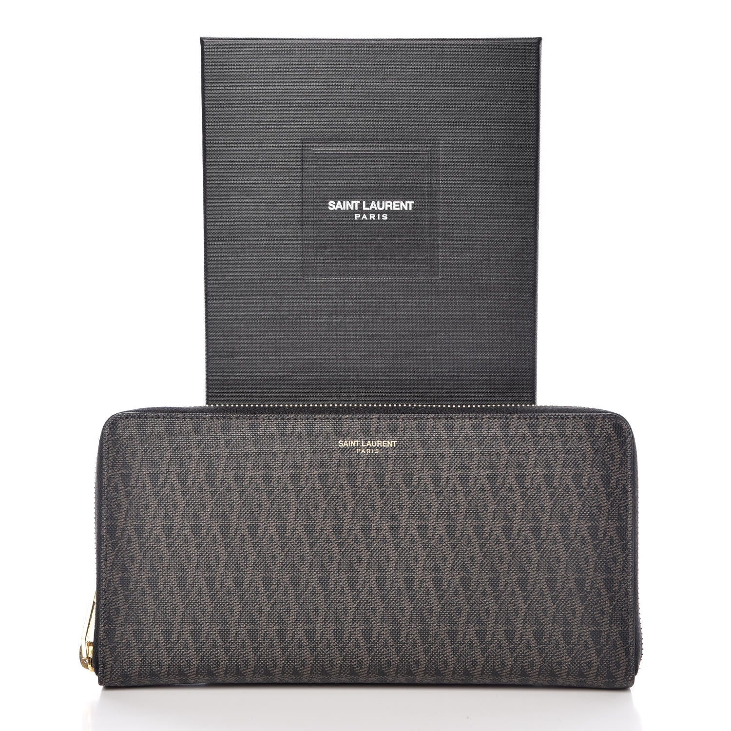 Saint Laurent Toile Monogram Long Zip Around Wallet Black 10 of 10