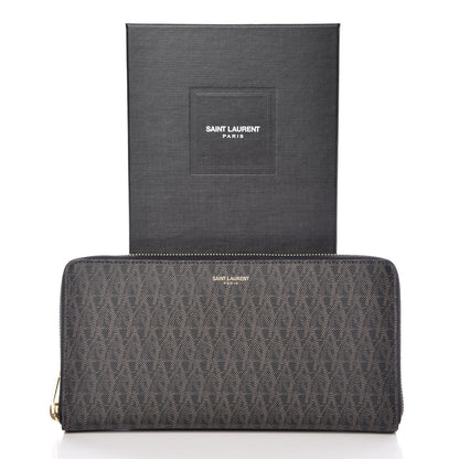 Saint Laurent Toile Monogram Long Zip Around Wallet Black 10 of 10