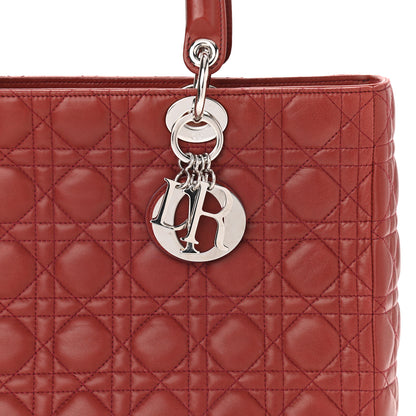 Christian Dior Lambskin Cannage Large Lady Dior Red 6 of 13