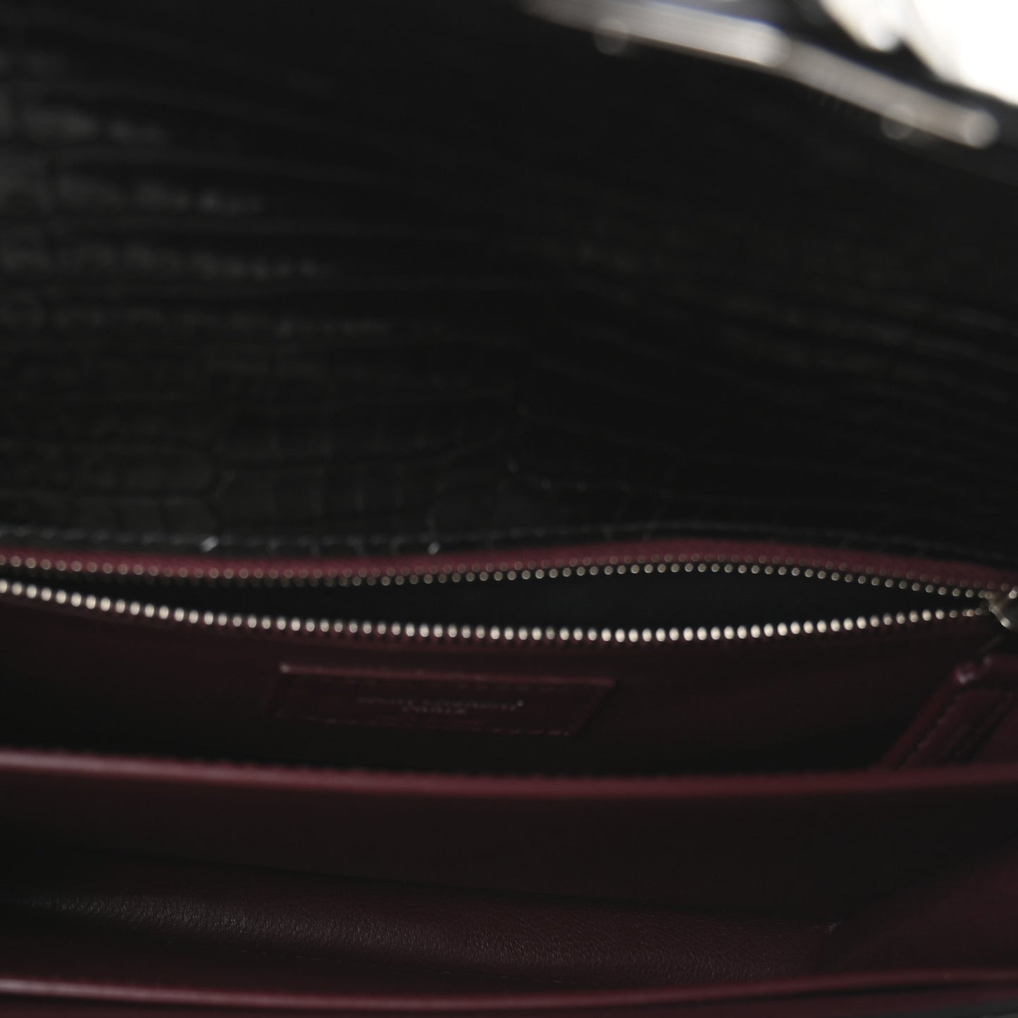Calfskin Crocodile Embossed Monogram Cassandra Clasp Bag Black Rouge Legion