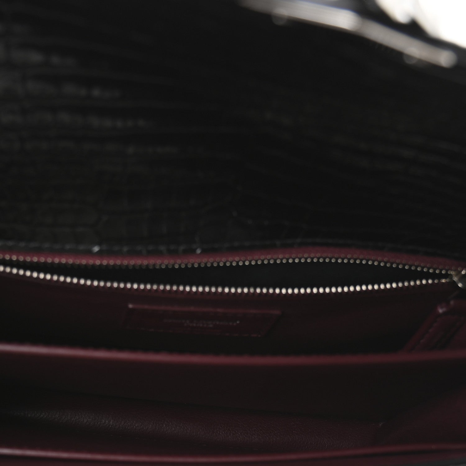 Saint Laurent Calfskin Crocodile Embossed Monogram Cassandra Clasp Bag Black Rouge Legion 5 of 10