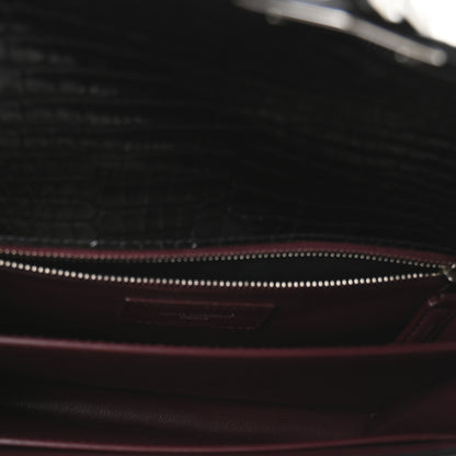 Saint Laurent Calfskin Crocodile Embossed Monogram Cassandra Clasp Bag Black Rouge Legion 5 of 10