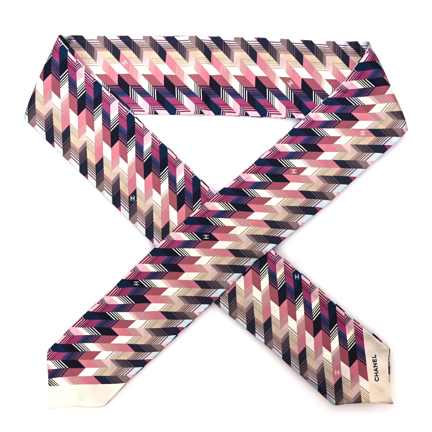 Chanel Silk CC Bandeau Scarf Purple Pink Multicolor 1 of 4
