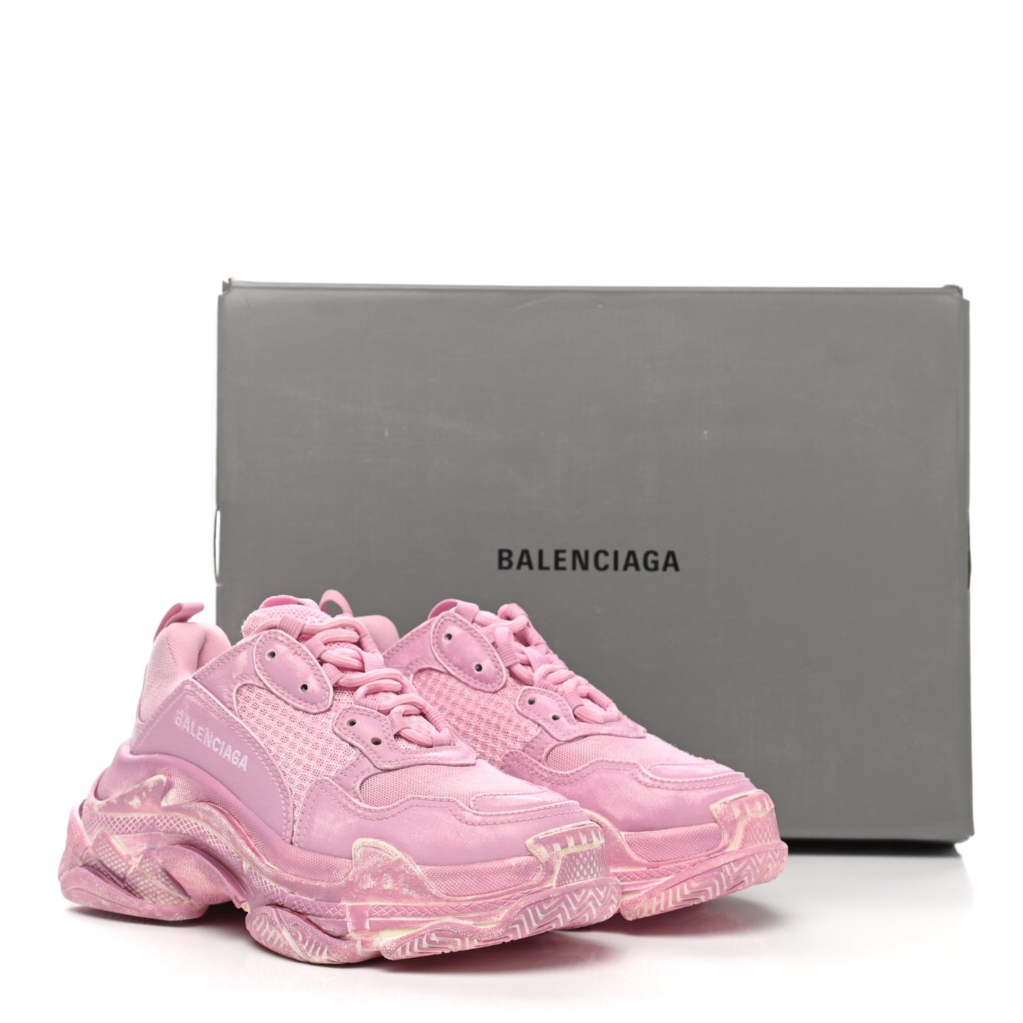 Fabric Mesh Distressed Womens Triple S Sneakers 36 Pink