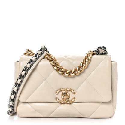 Chanel Goatskin Quilted Medium Chanel 19 Flap White 1 of 13