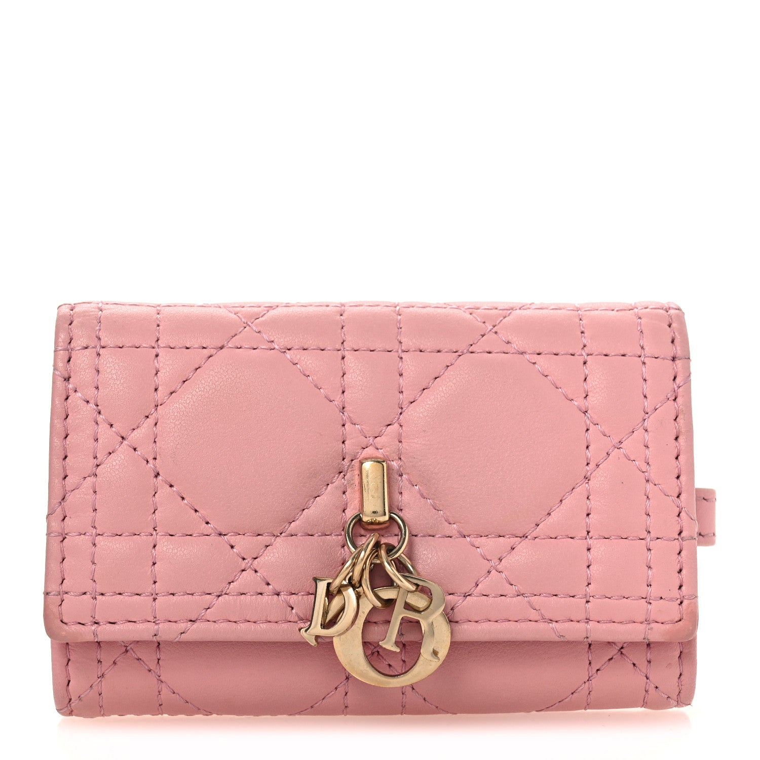 Christian Dior Lambskin Cannage Miss Dior 4 Key Holder Wallet Pink 1 of 12