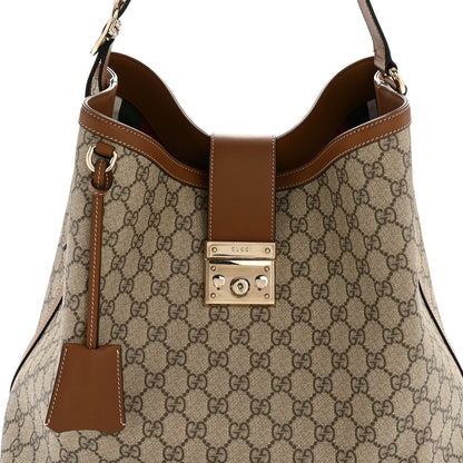 Gucci GG Icon Monogram Padlock Shoulder Bag Beige Dark Brown 8 of 15