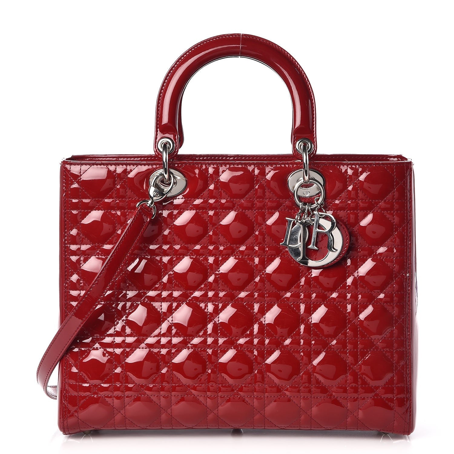 Christian Dior Patent Cannage Large Lady Dior Red 1 of 8